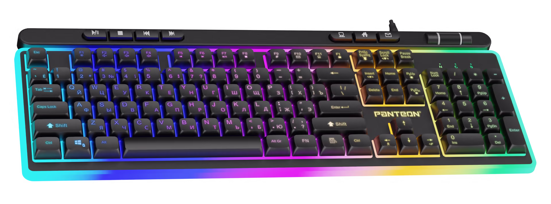 

Клавиатура проводная PANTEON M210, мембранная, подсветка, USB, черный (PANTEON M210), M210