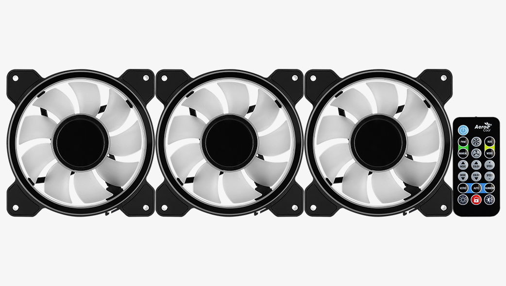 

Комплект вентиляторов AeroCool Mirage 12 Pro, 120 мм, 1300rpm, 17.8 дБ, 6-pin, 3шт, ARGB (4710562755978), Mirage 12 Pro
