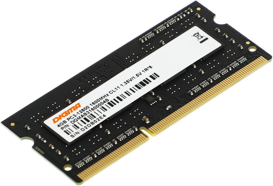 

Память DDR3L SODIMM 4Gb, 1600MHz, CL11, 1.35 В, DIGMA (DGMAS31600004S) Retail, DGMAS31600004S