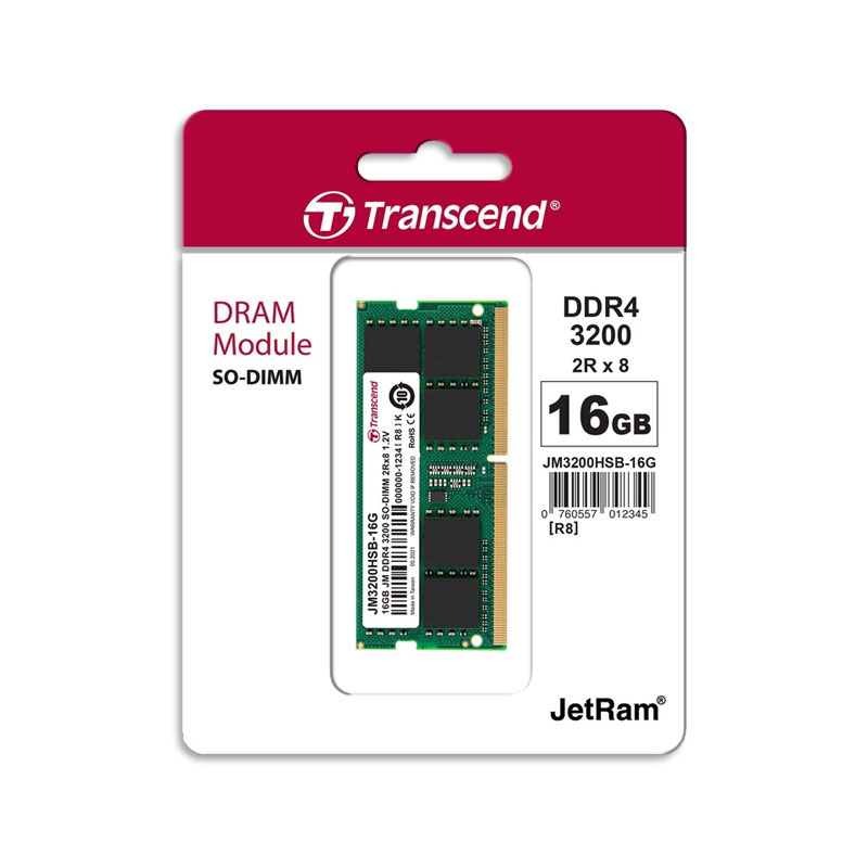 Память DDR4 SODIMM 16Gb, 3200MHz Transcend (JM3200HSB-16G)