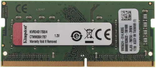 

Память DDR4 SODIMM 4Gb, 2400MHz, CL17, 1.2 В, Kingston, ValueRAM (KVR24S17S8/4), KVR24S17S8/4
