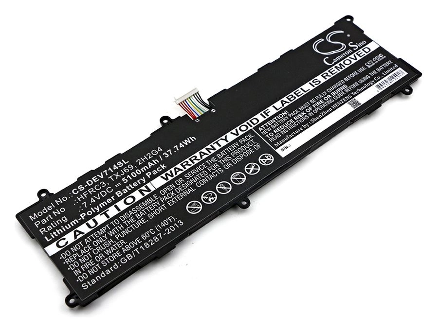 

Аккумулятор CameronSino CS-DEV714SL, 7.4 В, 5.1 А·ч, Li-pol для Dell Venue 11 Pro 7140, CS-DEV714SL
