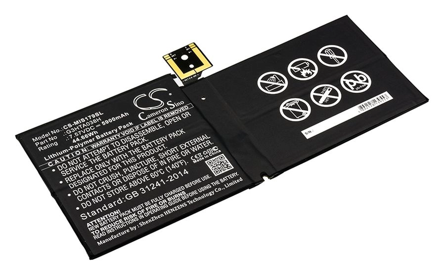 

Аккумулятор CameronSino CS-MIS179SL, 7.57 В, 5.9 А·ч, Li-pol для Microsoft Surface Pro 5, Surface Pro 5 1796, CS-MIS179SL