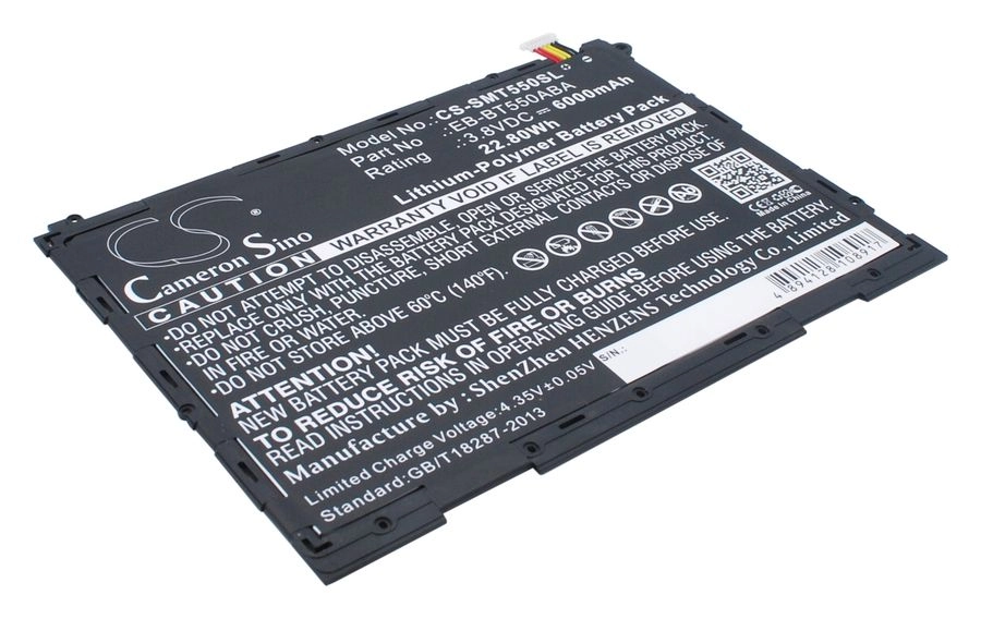 

Аккумулятор CameronSino CS-SMT550SL, 3.8 В, 6 А·ч, Li-pol для Samsung Galaxy Tab A 9.7 SM-T555, CS-SMT550SL