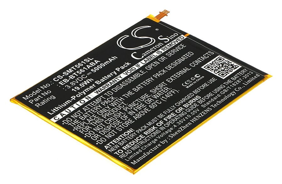 

Аккумулятор CameronSino CS-SMT561SL, 3.8 В, 5 А·ч, Li-pol для Samsung Galaxy Tab E 9.6 SM-T561N, CS-SMT561SL