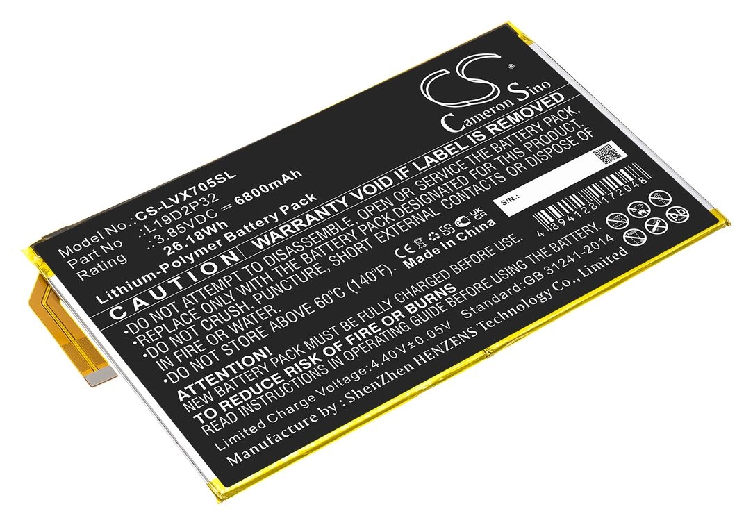 

Аккумулятор CameronSino CS-LVX705SL, 3.85 В, 6.8 А·ч, Li-pol для Lenovo Yoga Smart Tab, YT-X705F, CS-LVX705SL