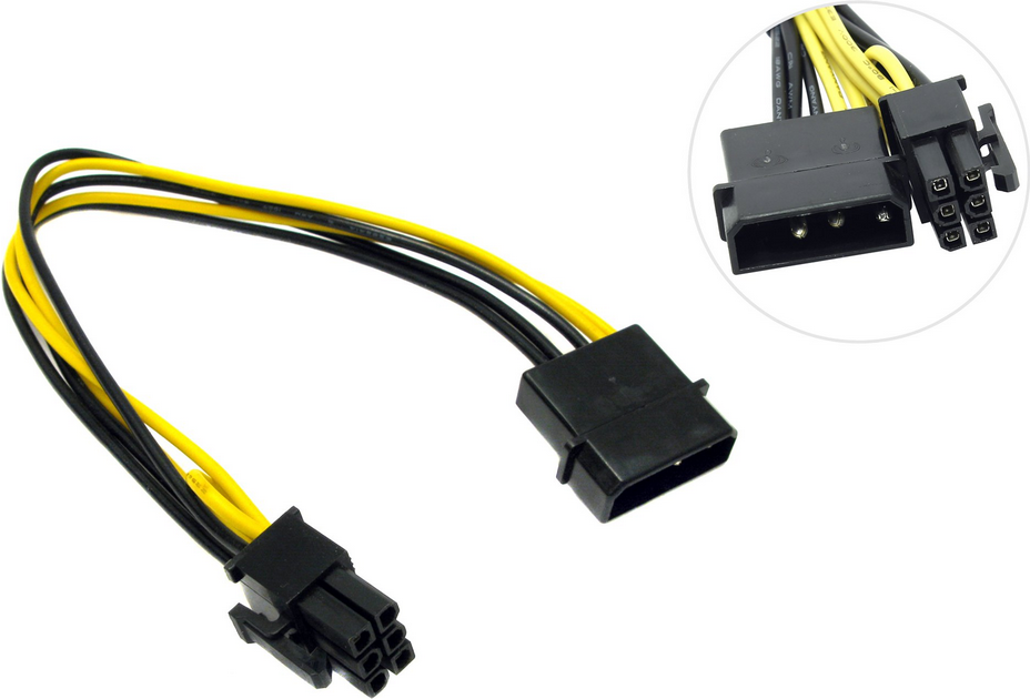 

Переходник питания (адаптер) Molex(M)-PCI-E 6-pin(M), для видеокарт, 20 см, черный (82733), 0