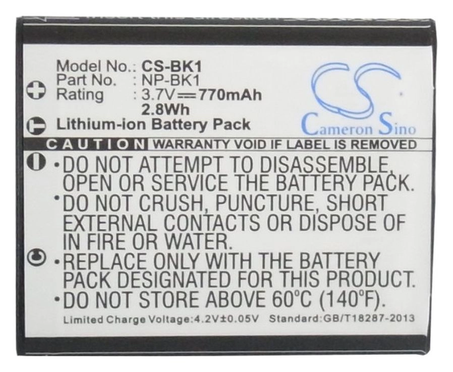 Аккумулятор CameronSino CS-BK1/NP-BK1, NP-FK1, 770 мА·ч, 3.7 В для Sony Cyber-shot DSC-S750, S780, S950, S980