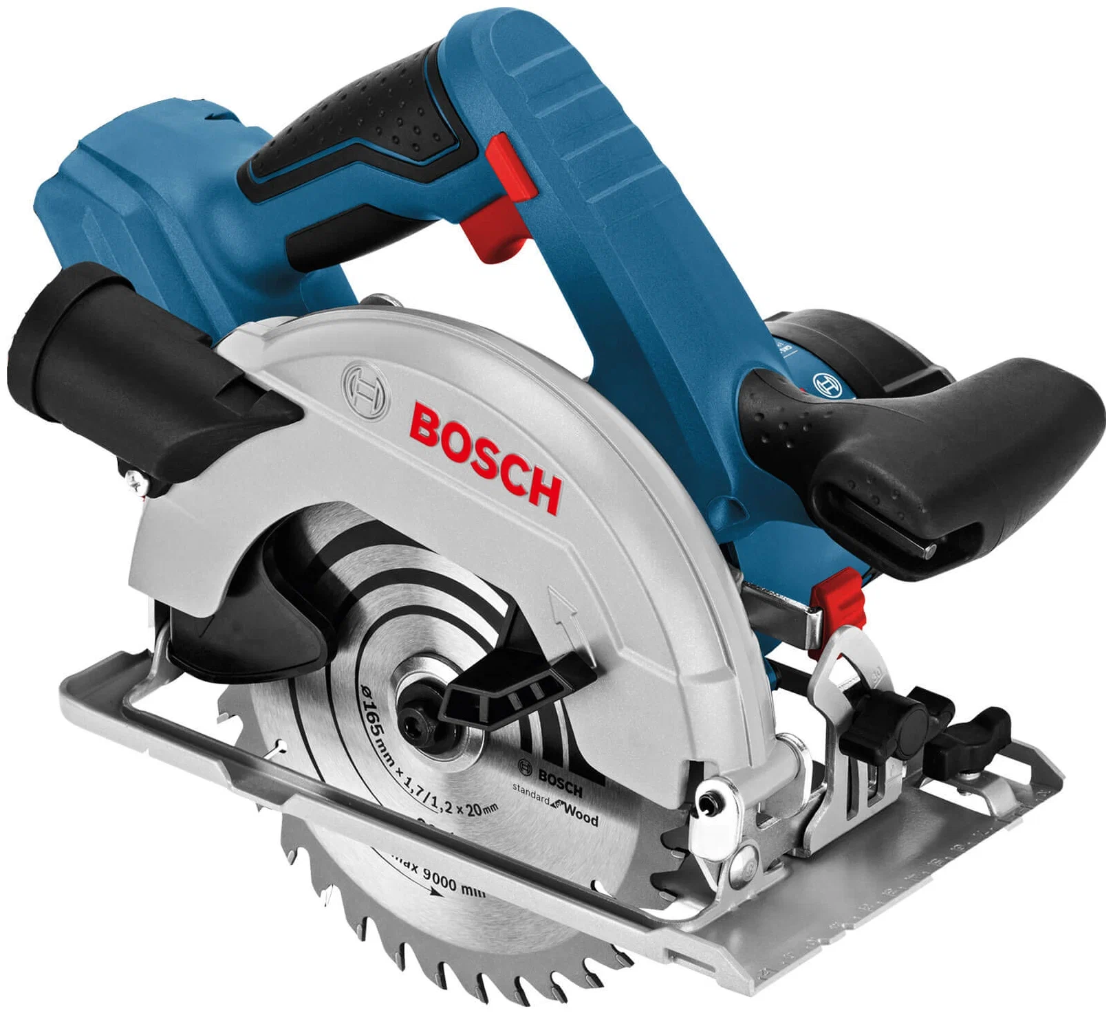 Циркулярная пила Bosch GKS 18V-57, 3400 об/мин, диаметр диска 16.5 см, аккумуляторная Li-Ion 18 В 1x4 А·ч, подсветка, АКБ + ЗУ (0615990M42)