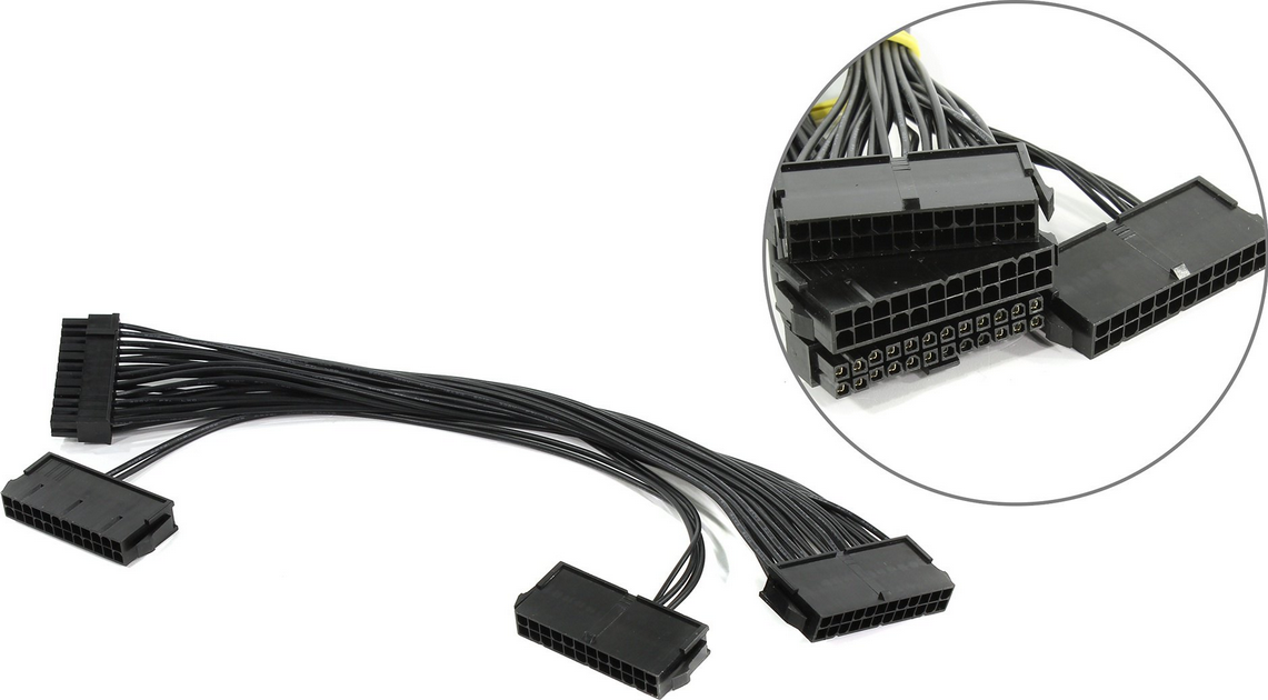 

Кабель-разветвитель питания ATX 24-pin(M)-3xATX 24-pin(F), для материнских плат, 30 см, черный (333617), 0