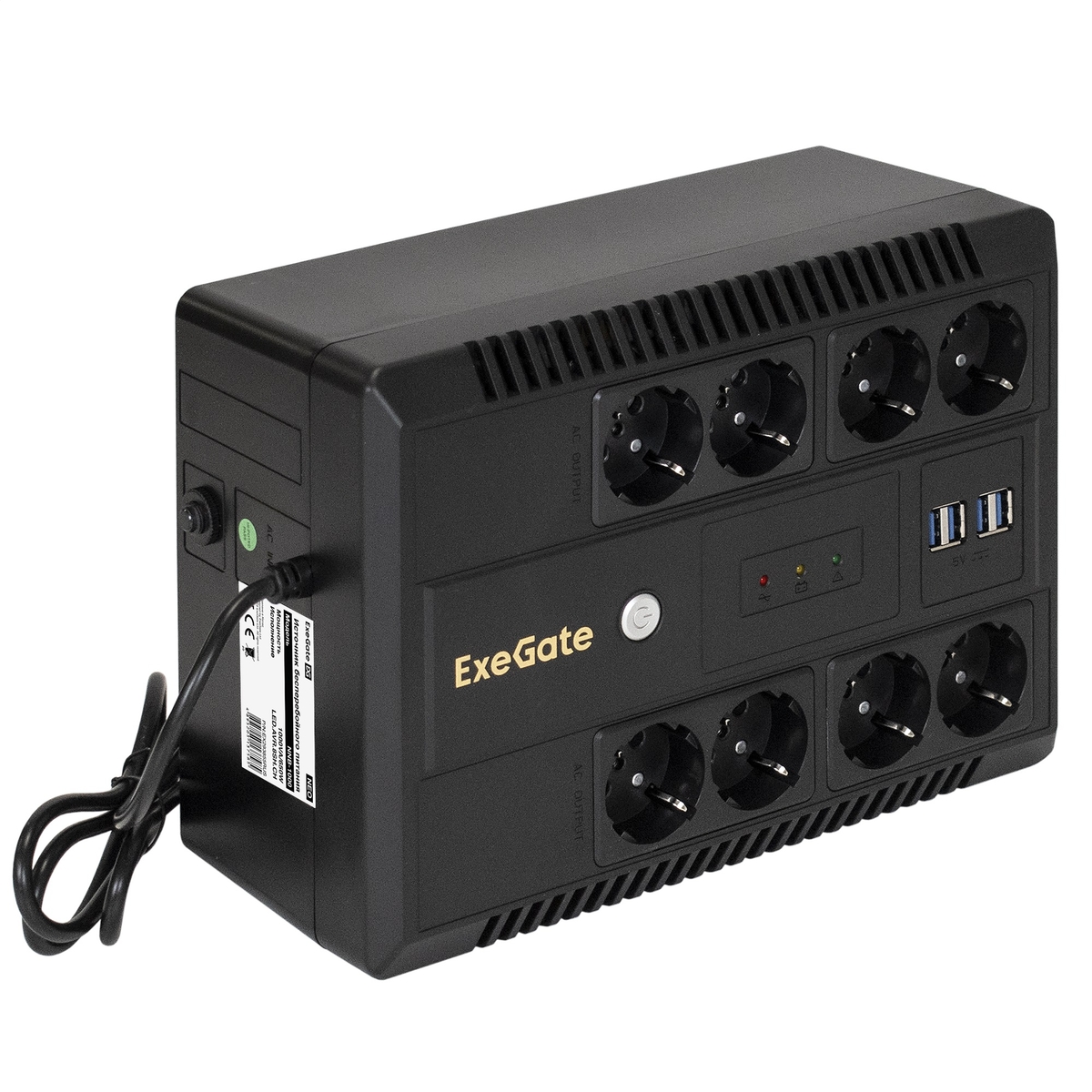 ИБП ExeGate NNB-800.LED.AVR.8SH.CH, 800 VA, 480 Вт, черный