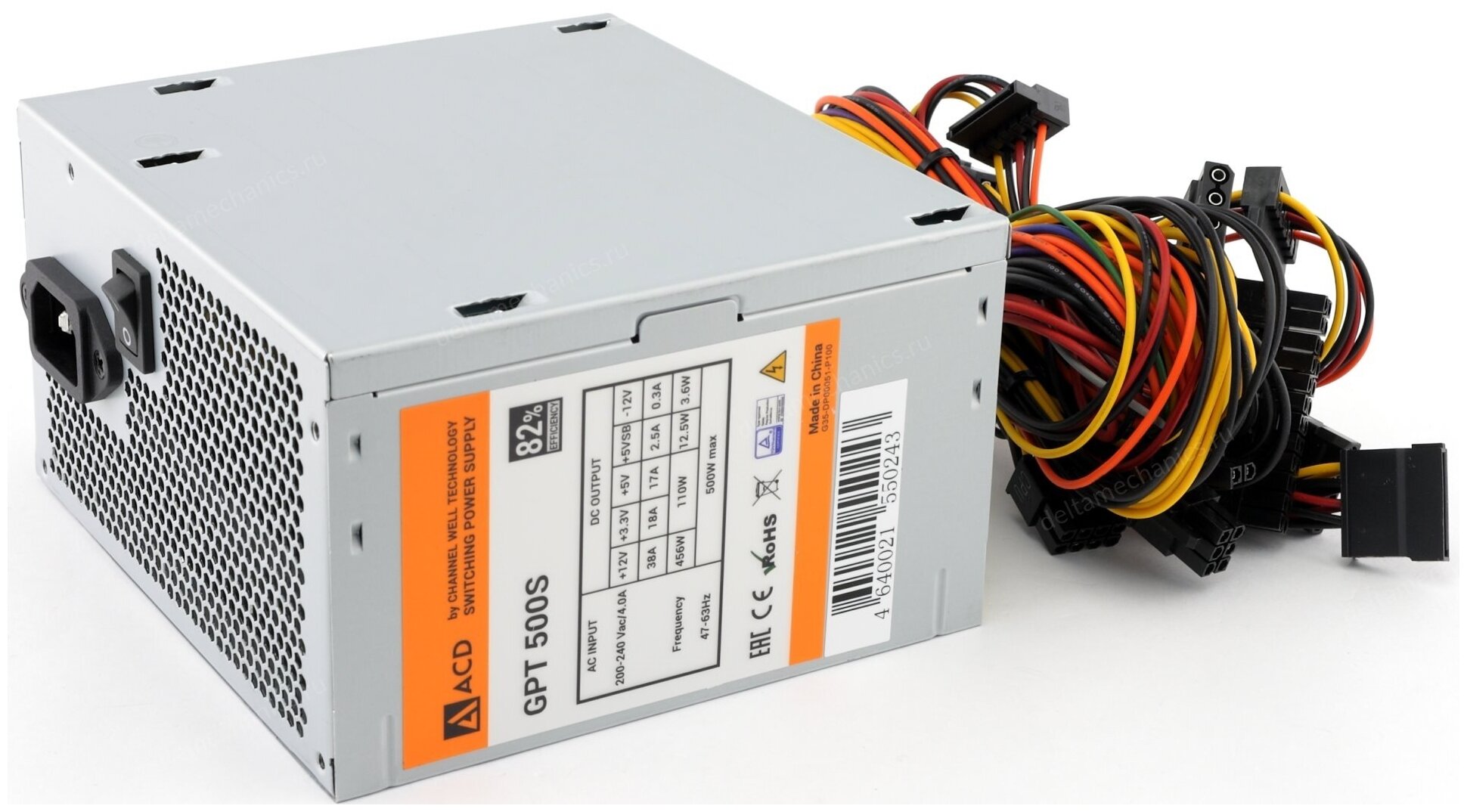 

Блок питания 500 Вт ATX CWT GPT-500S 500W, 120 мм, 80 Plus, GPT-500S 500W