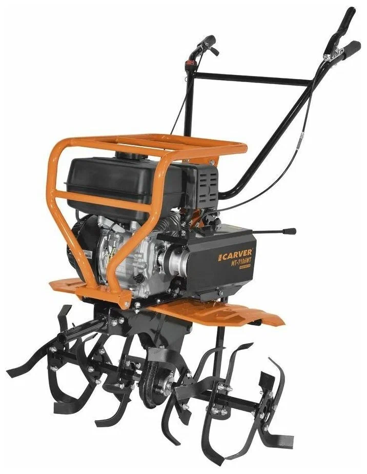 

Мотоблок Carver МТ-7106WT, 5 кВт, 7 л.с., бензиновый, максимальная ширина обработки 85 см, глубина культивирования 35 см (01.006.00036), МТ-7106WT