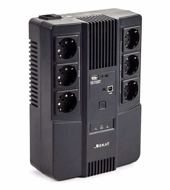 ИБП БАСТИОН SKAT-UPS 600 AI, 600 VA, 360 Вт, EURO, розеток - 6, USB, черный (8998)