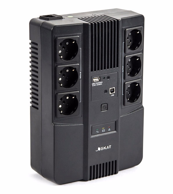

ИБП БАСТИОН SKAT-UPS 600 AI, 600 VA, 360 Вт, EURO, розеток - 6, USB, черный (8998), SKAT-UPS 600 AI