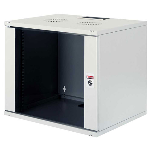 Шкаф телекоммуникационный настенный 7U 540x600 мм, стекло/металл, светло-серый, разборный, Lande NetBox Soho (LN-SH07U5460-LG-F0-1)