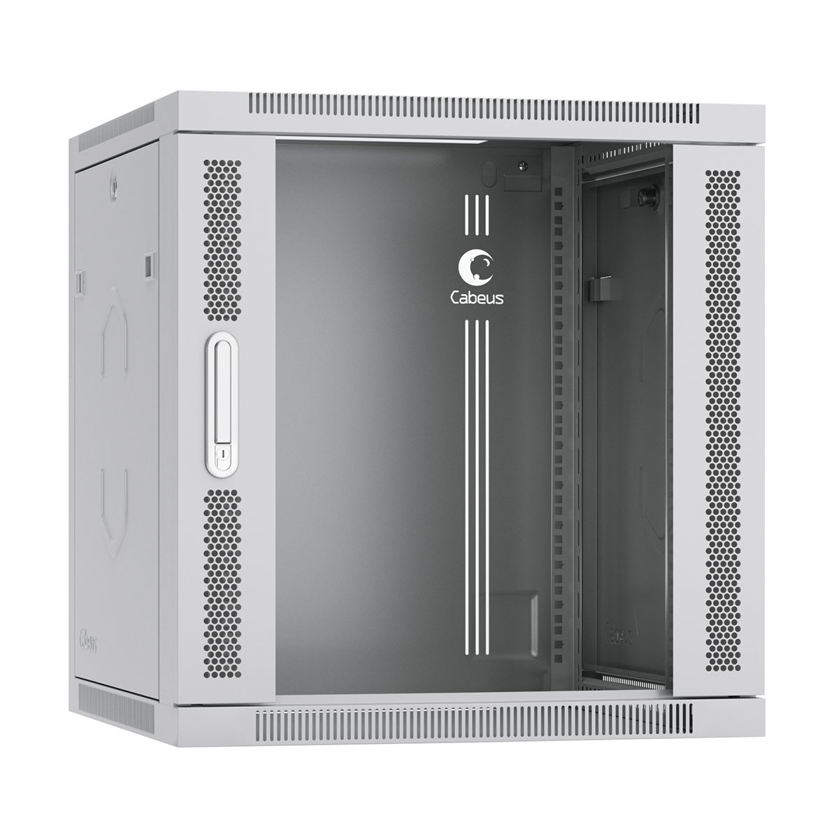 Шкаф телекоммуникационный настенный 12U 600x350, стекло/металл, серый, Cabeus SH-05F-12U60/35-R (SH-05F-12U60/35-R)