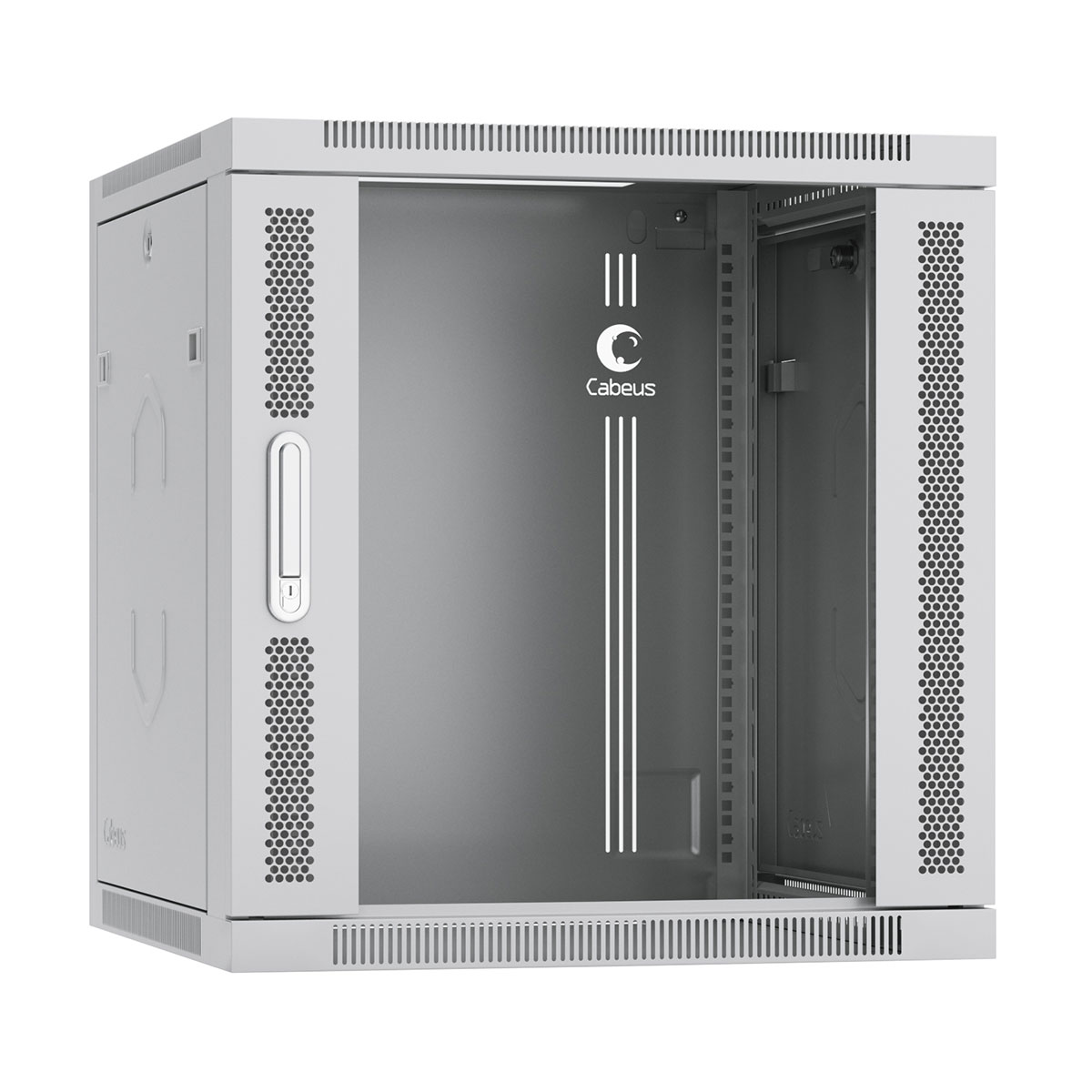 Шкаф телекоммуникационный настенный 12U 600x600, стекло/металл, серый, Cabeus SH-05F-12U60/60-R (SH-05F-12U60/60-R)
