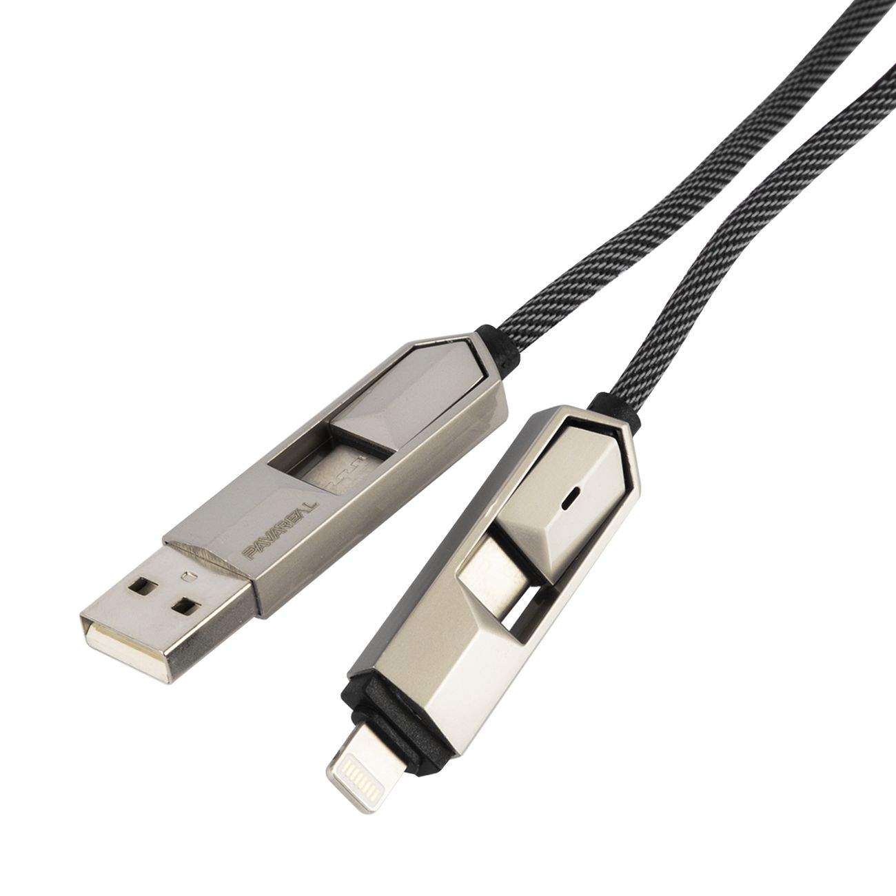 

Кабель Lightning 8-pin+USB Type-C-USB Type-C+USB быстрая зарядка, 1м, черный PAVAREAL (PA-DC01)