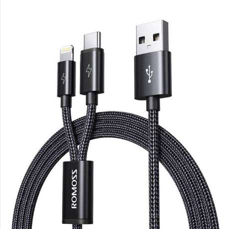 

Кабель Lightning 8-pin-USB Type-C, 1.5м, черный ROMOSS CB219 (CB219-71-233), CB219