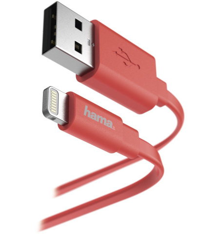 

Кабель Lightning 8-pin-USB, плоский 1.2 м, розовый Hama (00173645)