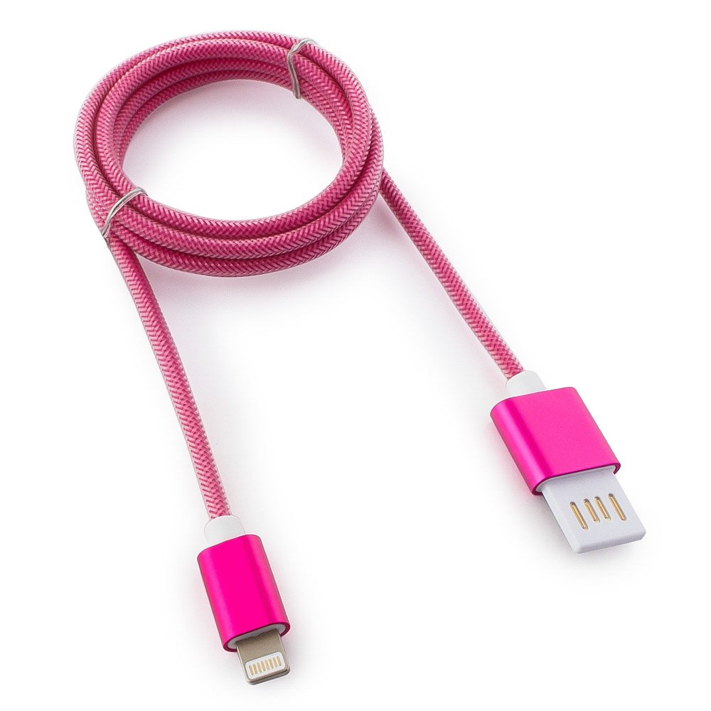 

Кабель USB2.0(Am)-Lightning(8-pin), Cablexpert, 1m, розовый металлик, армированная оплетка (CCB-ApUSBr1m)
