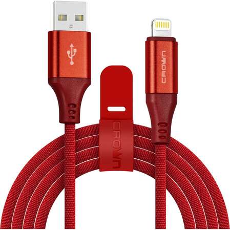 

Кабель USB-Lightning 8-pin, 2A, 1м, красный Crown (CM000003300)