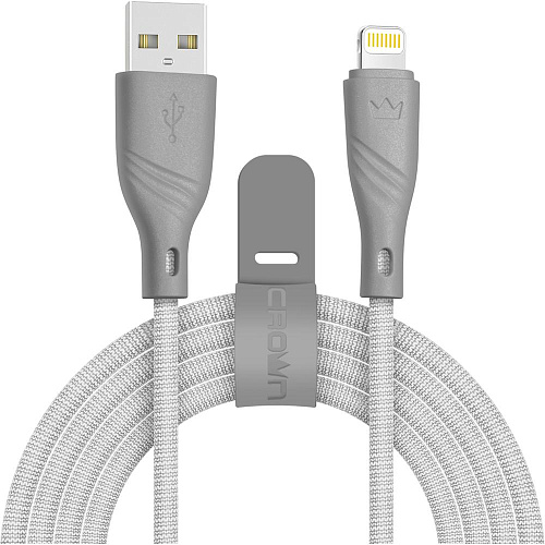 

Кабель USB-Lightning 8-pin, 2A, 1м, серый Crown (CM000003299)