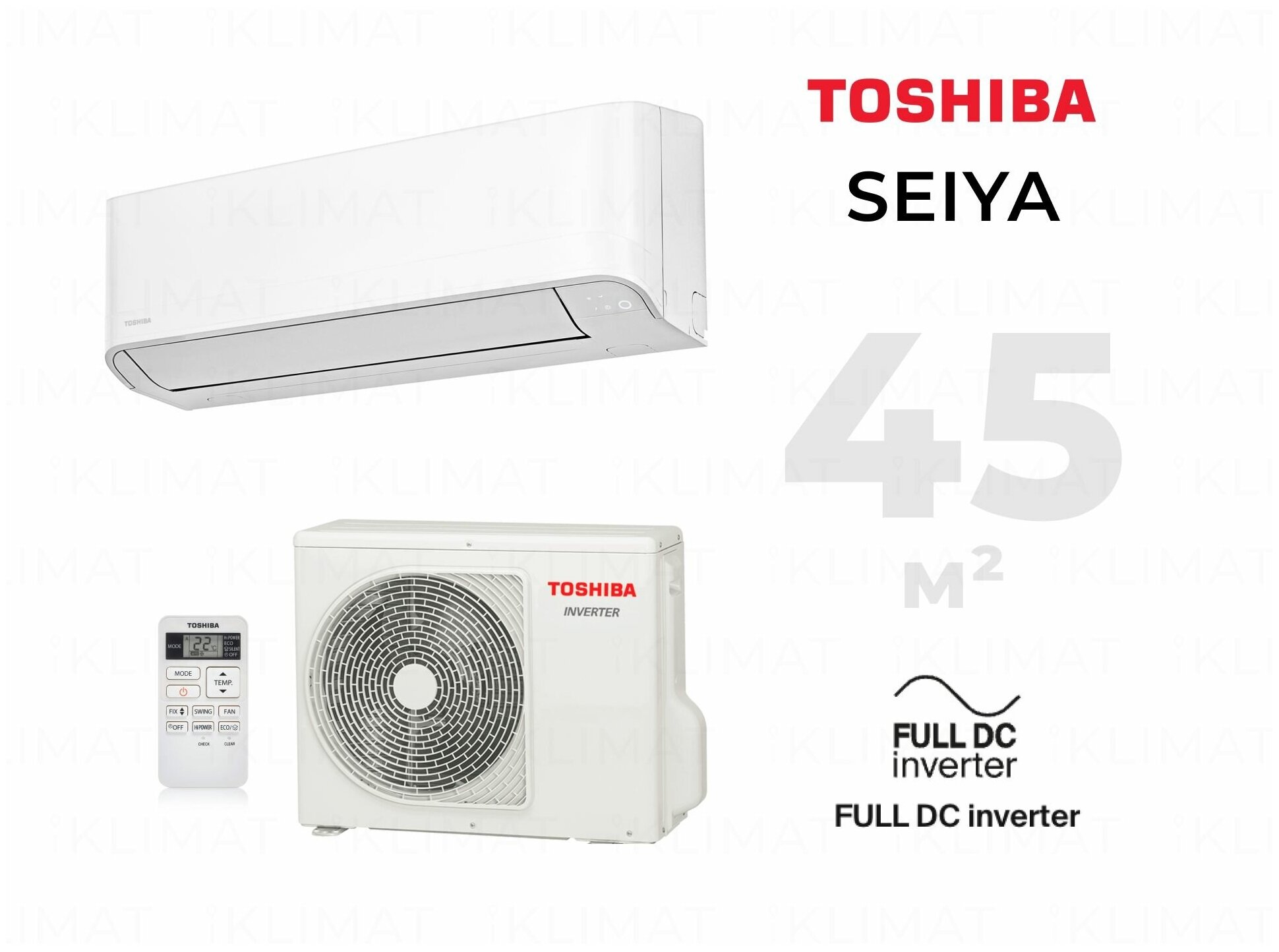 

Настенная сплит-система до 45м², 16000 BTU/ч, инверторный, охлаждение / обогрев, осушение, белый, Toshiba Seiya RAS-16CVG-EE (НС-1491557), RAS-16CVG-EE