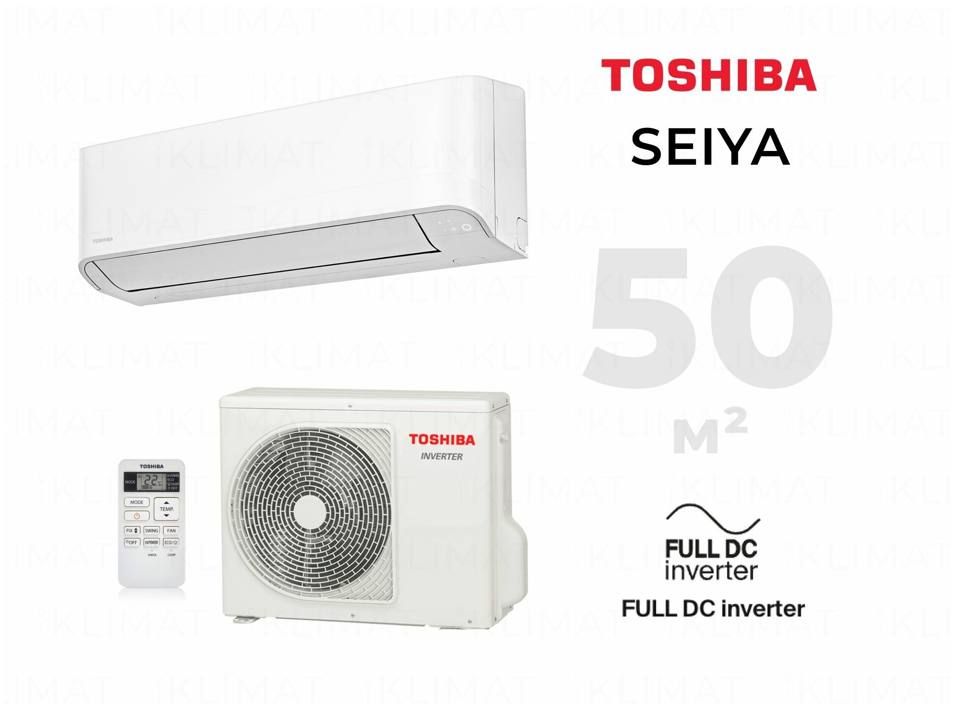 

Настенная сплит-система до 50м², 18000 BTU/ч, инверторный, охлаждение / обогрев, осушение, белый, Toshiba Seiya RAS-18CVG-EE (НС-1491560), RAS-18CVG-EE