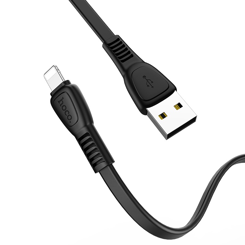 

Кабель USB-Lightning 8-pin OTG, плоский, позолоченные разъемы, 2.4A, 1м, черный HOCO Noah X40 (11656), X40