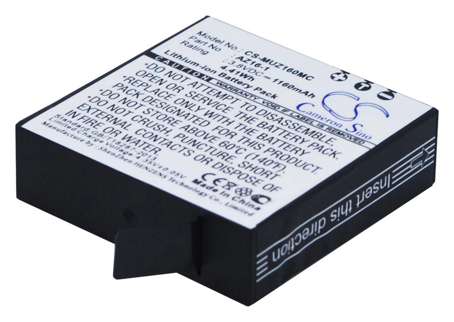 

Аккумулятор CameronSino CS-MUZ160MC/AZ16-1, 1.16 А·ч, 3.8 В для Xiaomi Yi 4K, Yi 4K plus, CS-MUZ160MC