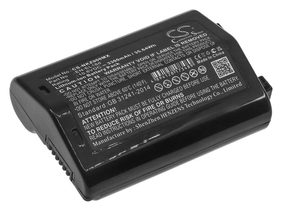 

Аккумулятор CameronSino CS-NKZ900MX/EN-EL18d, 3.3 А·ч, 10.8 В для Nikon Z 9, CS-NKZ900MX