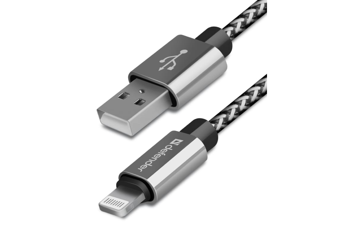

Кабель USB2.0(Am)-Lightning(M), Defender, 1m, белый (87809)