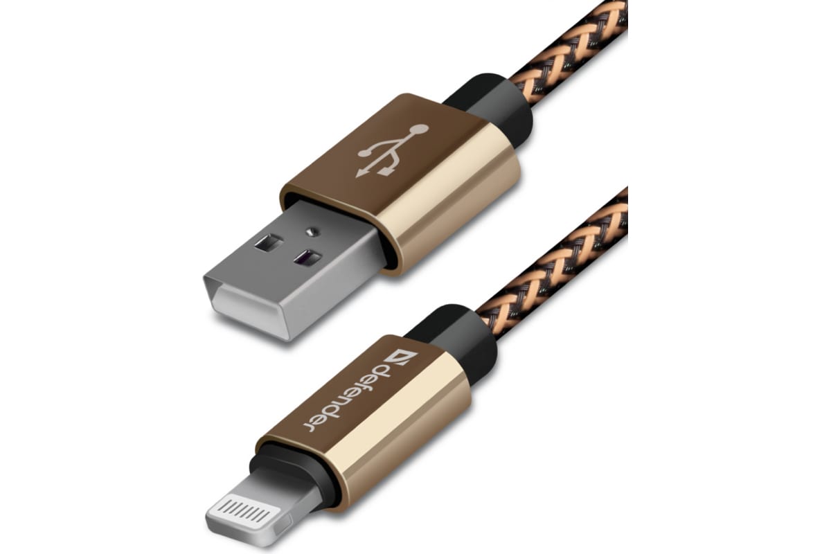 

Кабель USB2.0(Am)-Lightning(M), Defender, 1m, золотистый (87806)