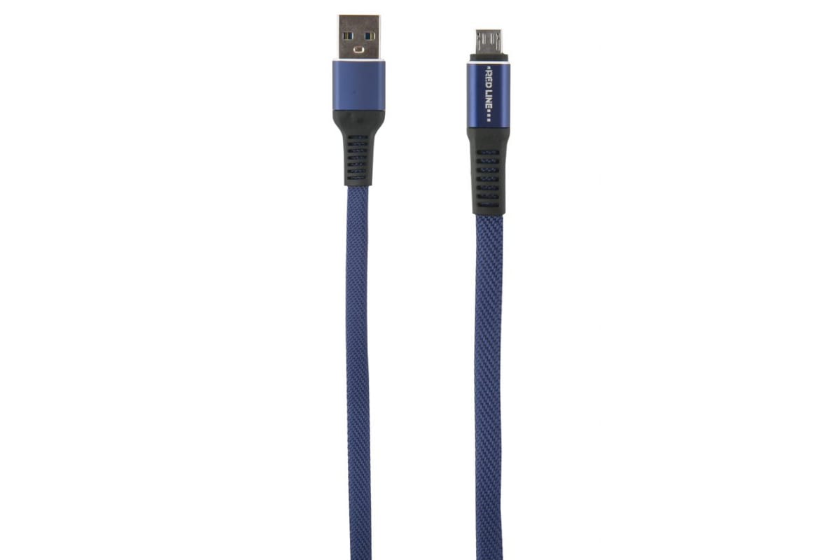 

Кабель USB-Micro USB, плоский, 2A 1 м, синий Red Line (4680419064655)