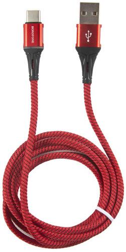 

Кабель USB-USB Type-C, 3A 1 м, красный Borofone Glory BU25 (6931474728241), BU25