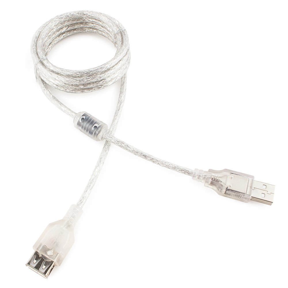 

Кабель-удлинитель USB(Am)-USB(Af), ферритовый фильтр, экранированный, 1.8 м, прозрачный, Gembird/Cablexpert (CCF-USB2-AMAF-TR-6)