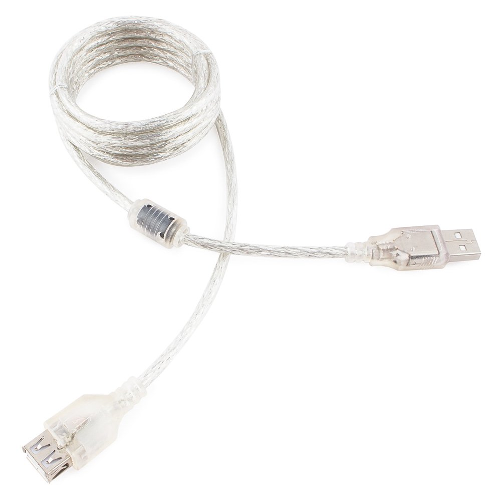 

Кабель-удлинитель USB(Am)-USB(Af), ферритовый фильтр, экранированный, 2 м, прозрачный, Gembird/Cablexpert (CCF-USB2-AMAF-TR-2M)
