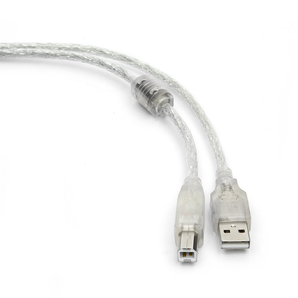 

Кабель USB(Am)-USB(Bm), ферритовый фильтр, экранированный, 1.8 м, прозрачный, Gembird/Cablexpert (CCF-USB2-AMBM-TR-6)