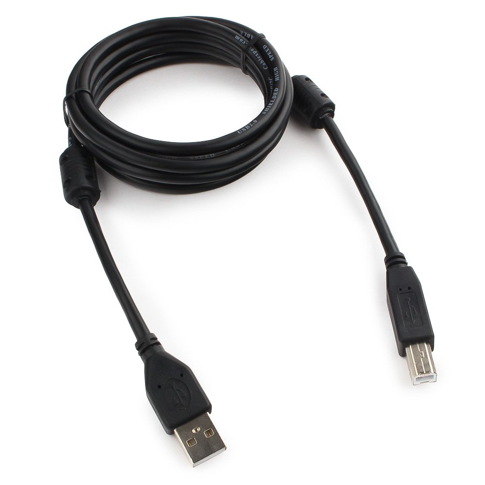 Кабель USB 2.0(Am)-USB 2.0(Bm), ферритовый фильтр 1.8 м, черный Gembird/Cablexpert (CCF2-USB2-AMBM-6)