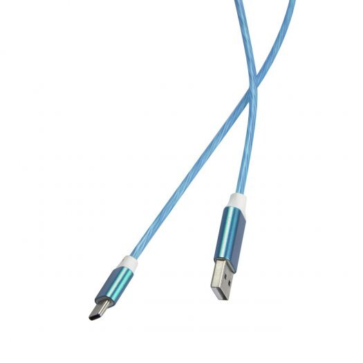 

Кабель USB-USB Type-C, 1 м, синий Red Line LED (4610103414138)