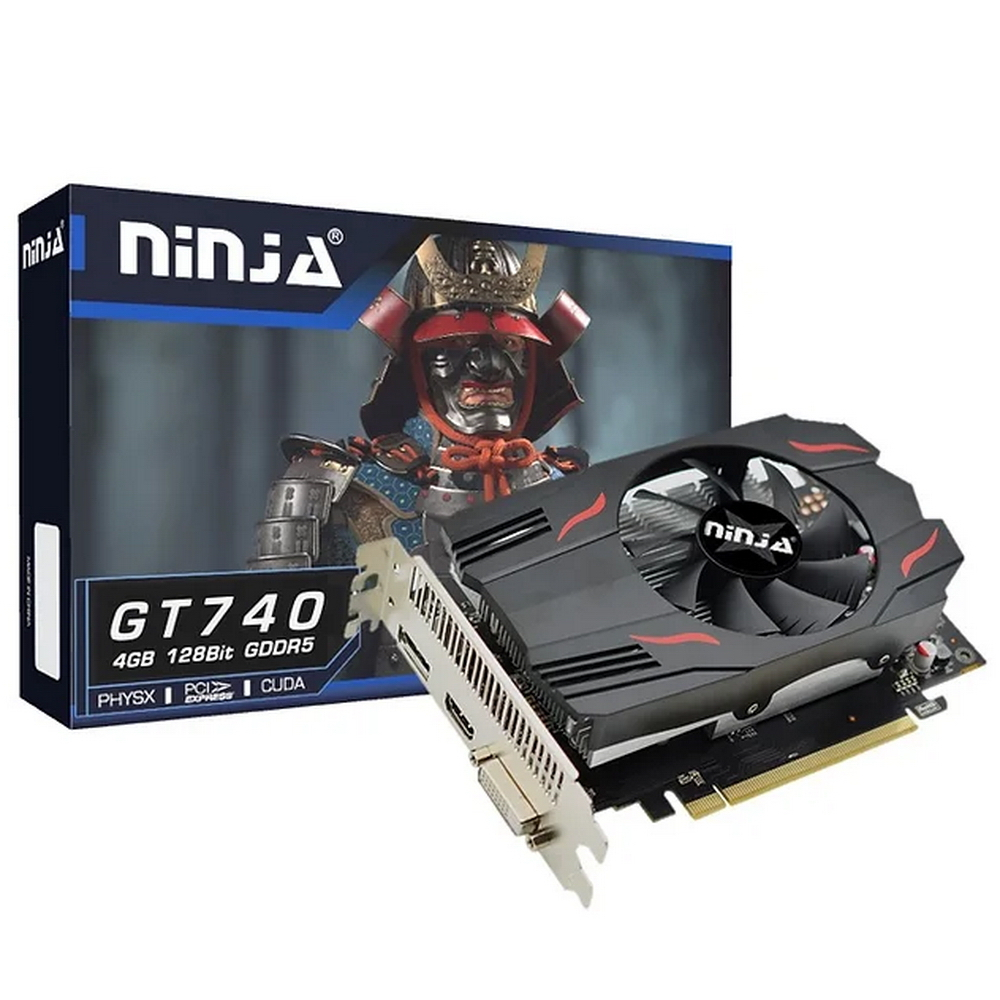 Видеокарта Ninja NVIDIA GeForce GT 740 NF74NP045F, 4Gb DDR5, 128bit, PCI-E, VGA, DVI, HDMI, Retail (NF74NP045F) - фото 1