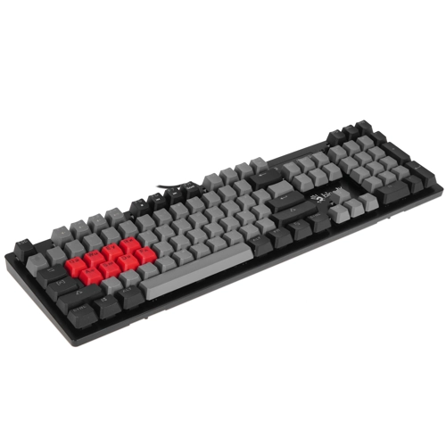 Клавиатура проводная A4Tech Bloody B820R Dual Color, механическая, A4Tech LK Light Strike Blue, подсветка, USB, черный/серый (B820R) Отсутствует набор серых кейкапов, без существенных следов эксплуатации, клавиатура в коробке, ключ для смены кейкапов, оранжевые кейкапы - QWER и ASDF
