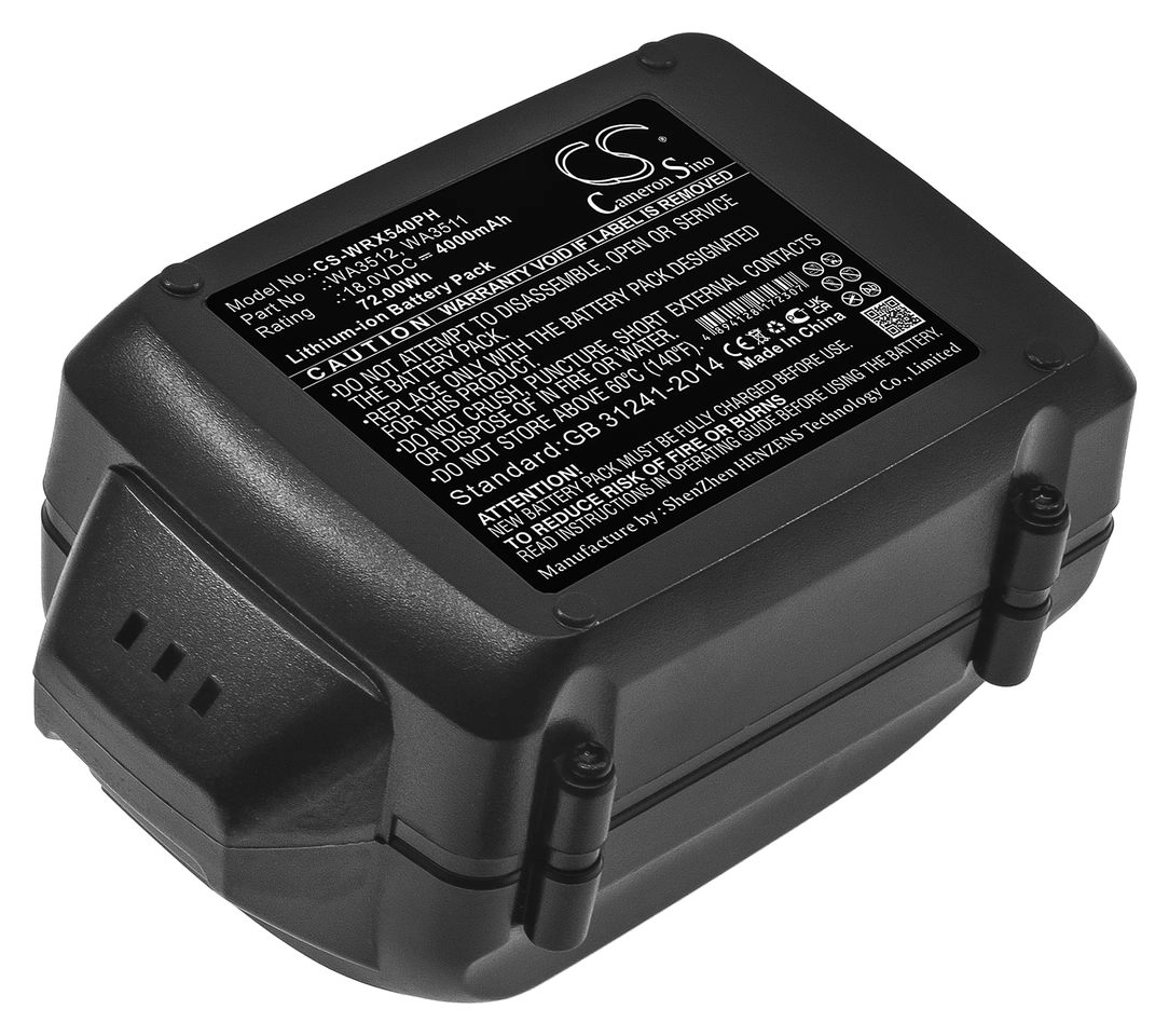 Аккумулятор CameronSino CS-WRX540PH, 18 В, 4 А·ч, Li-Ion для Worx WG151, WG251, WG540