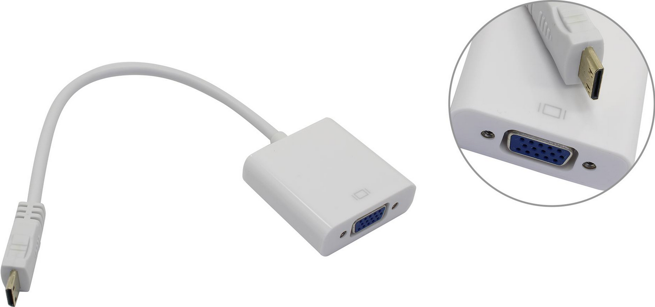 

Переходник (адаптер) VGA(15F)-Mini HDMI(19M), белый (128252), 0