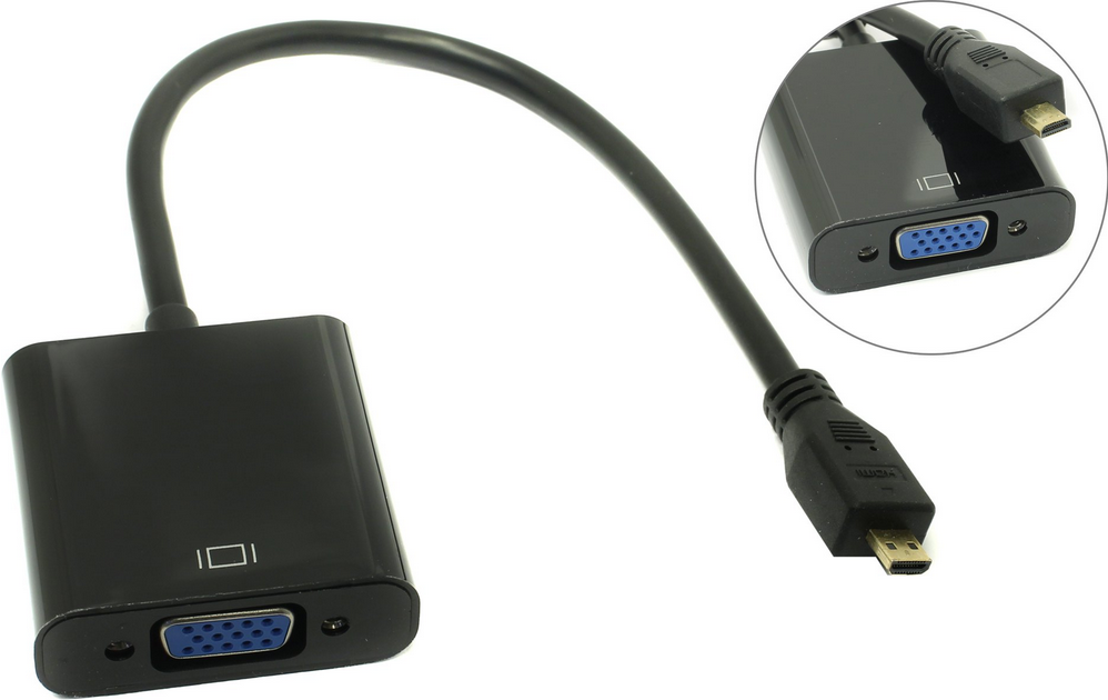 

Переходник (адаптер) VGA(15F)-micro HDMI (M), черный (128251), 0