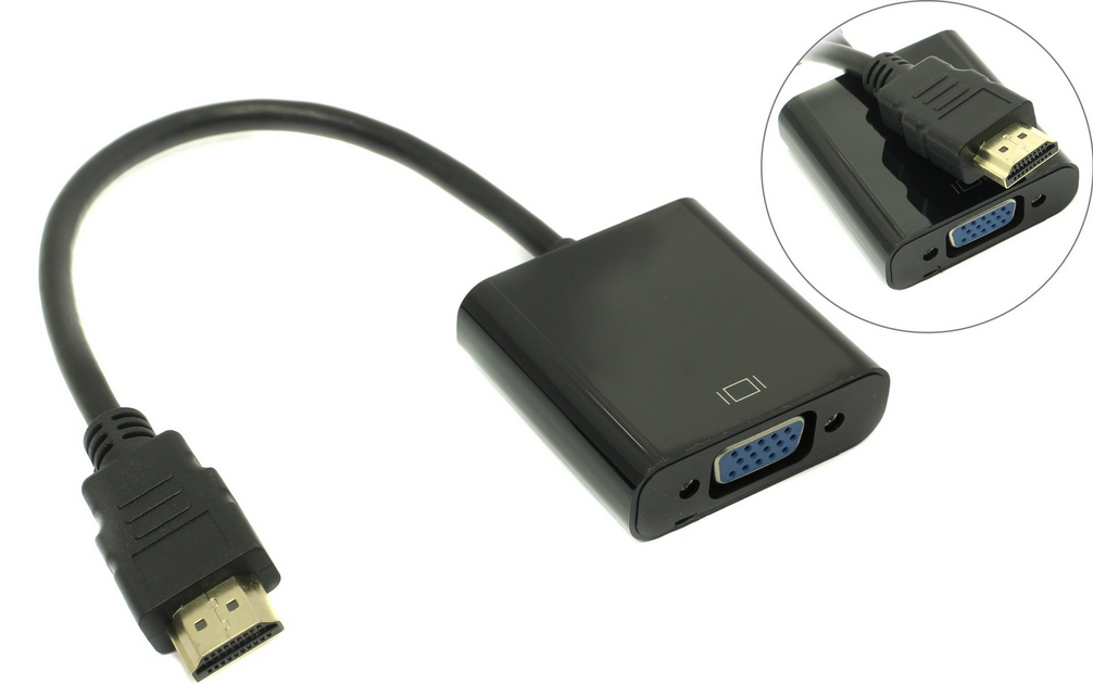 

Переходник (адаптер) VGA(15F)-HDMI(19M), черный (128253), 0