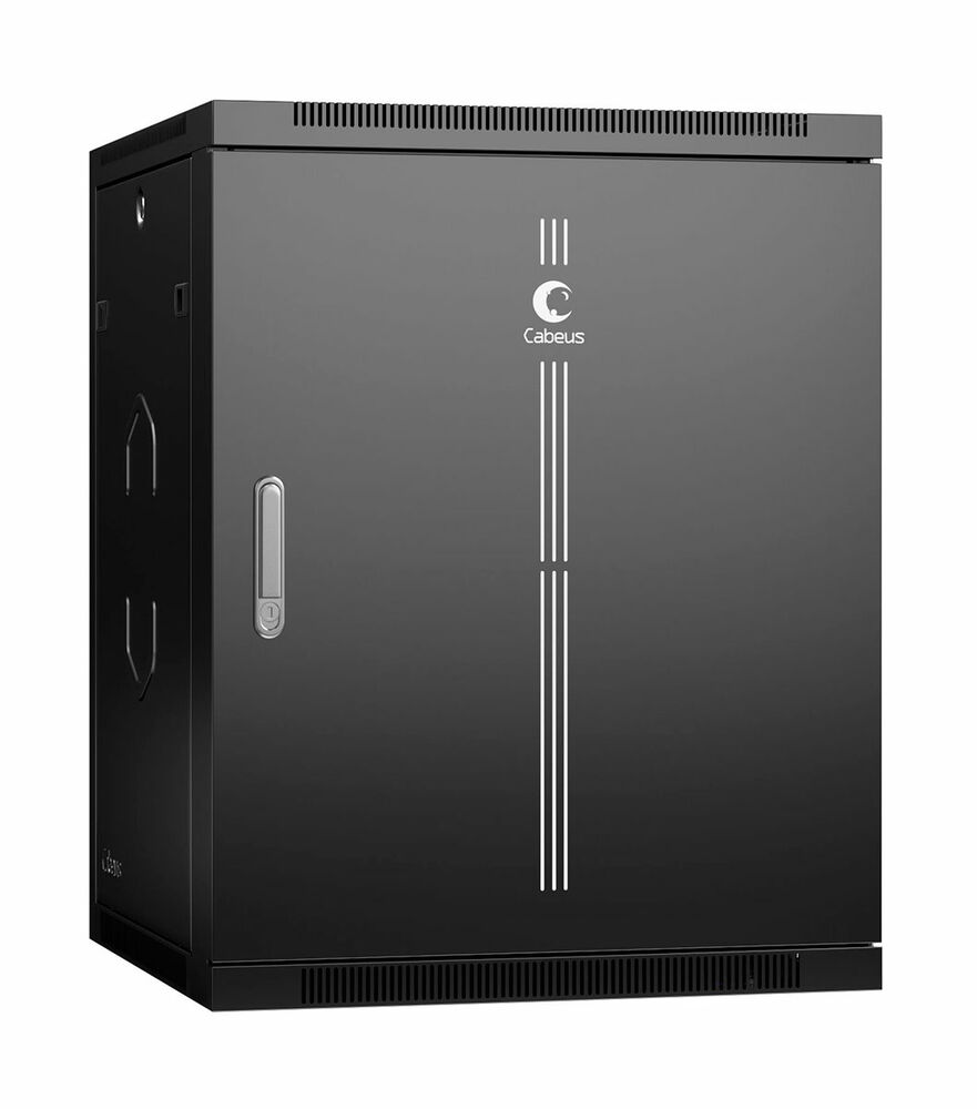 Шкаф телекоммуникационный настенный 15U 600x450, металл, черный, Cabeus SH-05F-15U60/45m-R-BK (SH-05F-15U60/45m-R-BK)