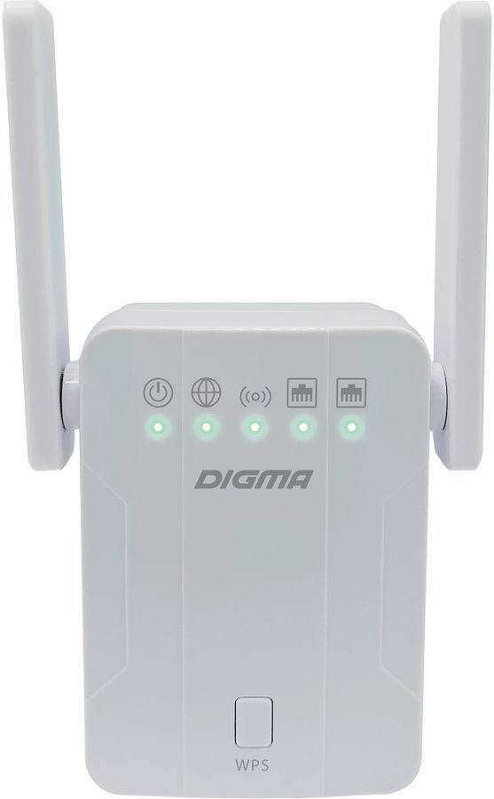 Усилитель сигнала (репитер) Digma D-WR300, 802.11a/b/g/n, 2.4 ГГц, 300 Мбит/с, LAN: 2x100 Мбит/с, внешних антенн: 2 (1726904) - фото 1